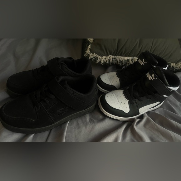 Kid Boys Oreo Puma High Top Sneakers & Black Starter Hook and Loop Shoes 1C - Picture 1 of 7